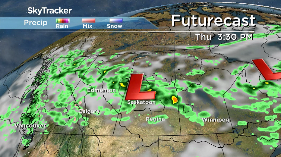The next system sliding in brings more unsettled weather and showers on Thursday.