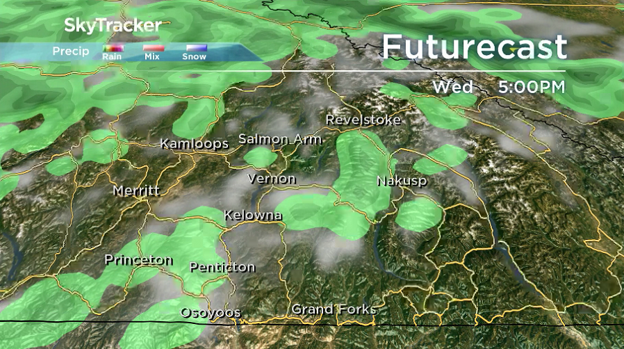 There is a chance of some spotty showers mainly over the ridgetops on Wednesday afternoon.