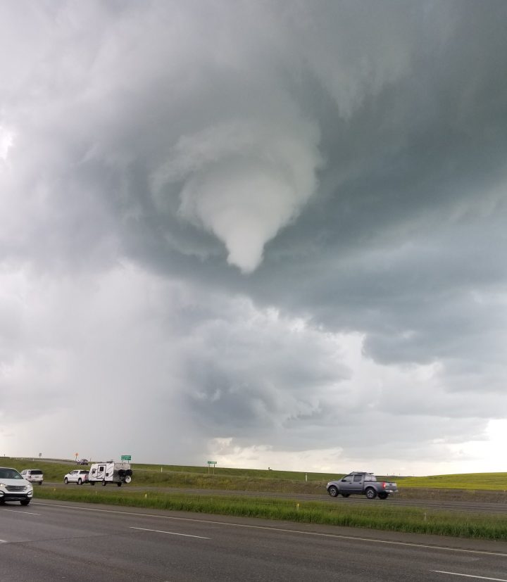 Tornado warning issued after funnel cloud spotted in Crossfield