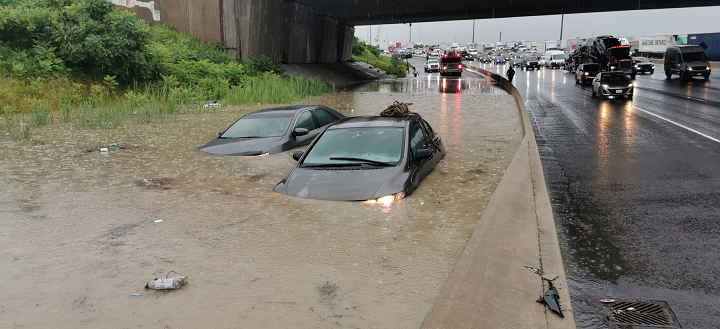 Heavy Rain In Toronto Causes Localized Flooding Across Roadways