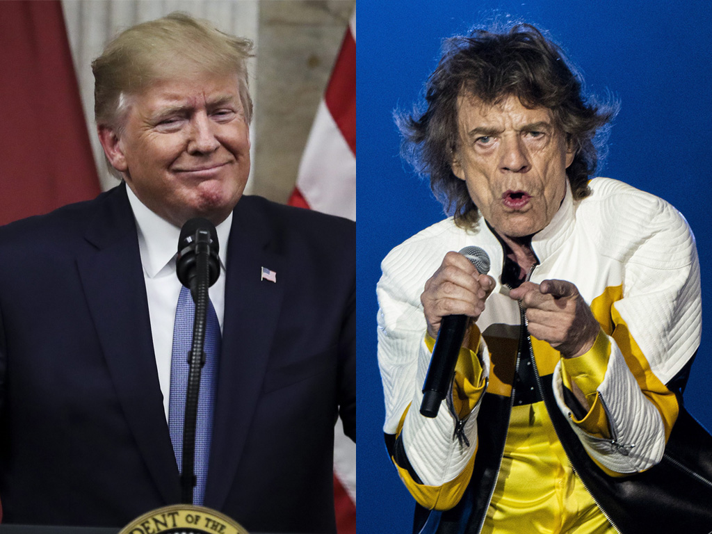 (L-R) U.S. President Donald Trump and Mick Jagger of The Rolling Stones in 2019.