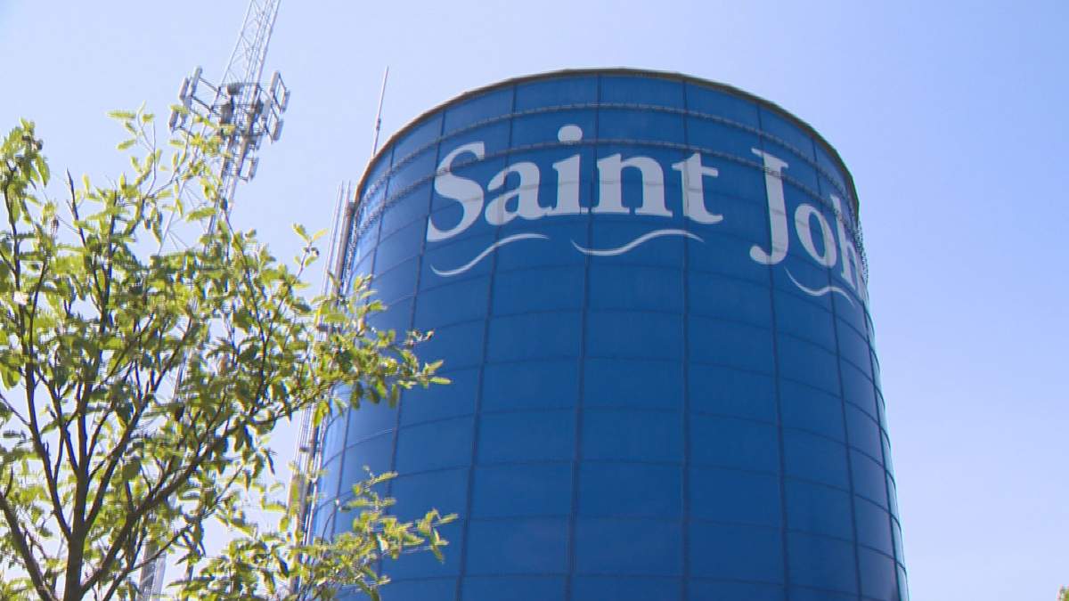 A Saint John water tower in Saint John, N.B., on July 9, 2019.