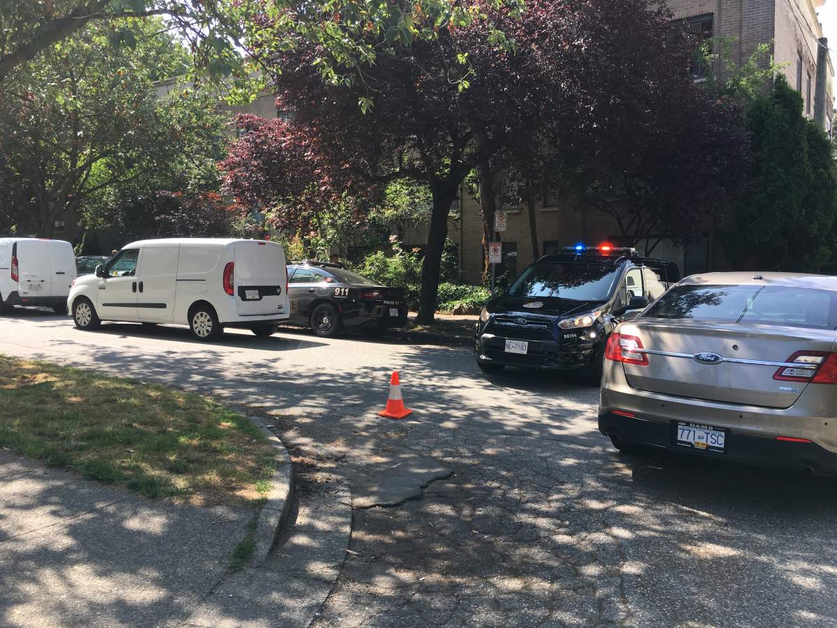 The scene of a fatal fall in Vancouver's West End on Saturday. 