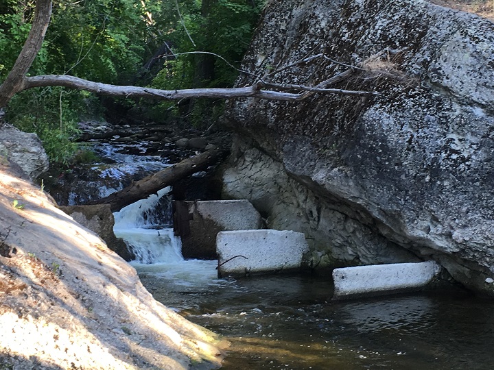 A closer look at the fish ladder system at Powers Creek in West Kelowna.