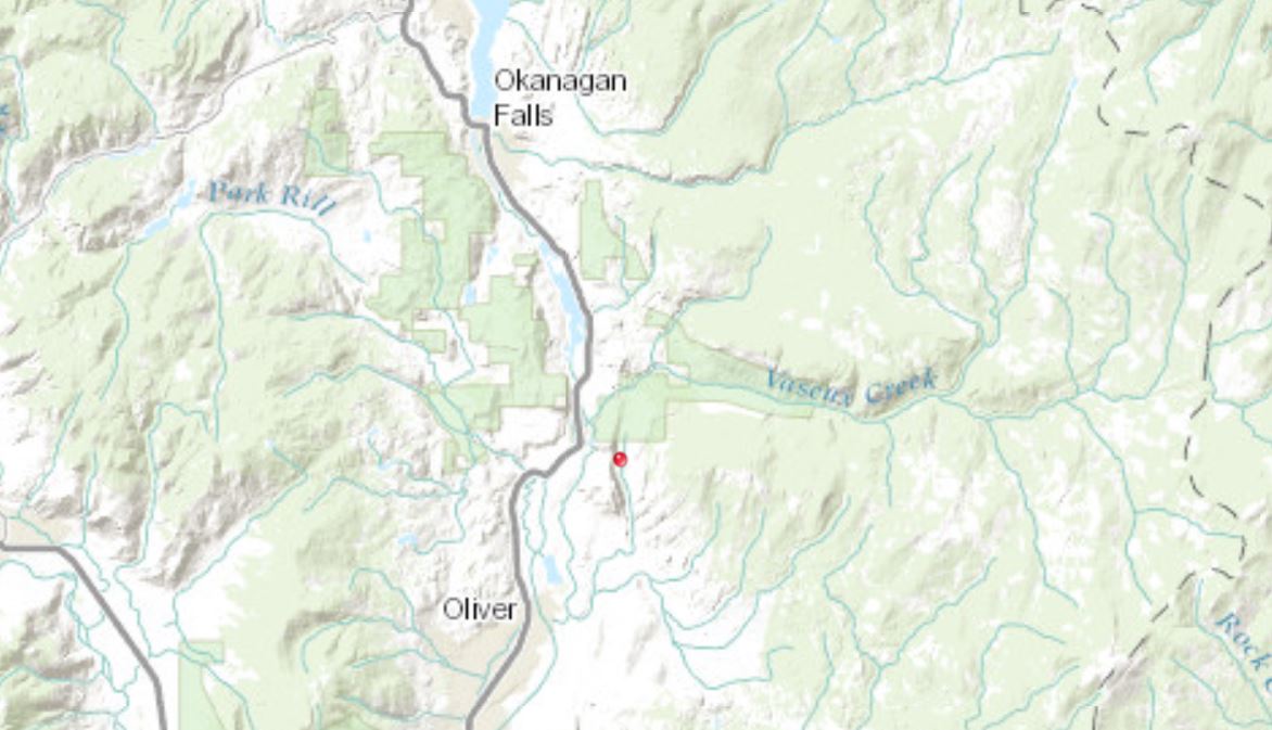 Firefighters are setting up a fireguard around a small wildfire north of Oliver Indian Band land. 