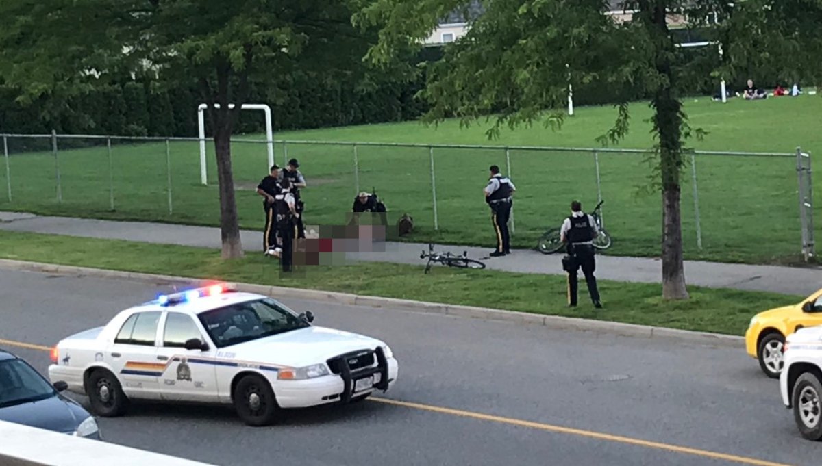 RCMP handcuffed four teens and had them lie down on the sidewalk while they searched their belongings after a weapons complaint. 
