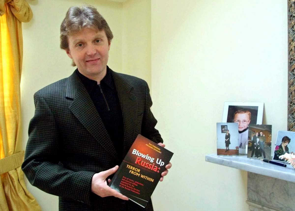 A Friday, May 10, 2002 file photo showing Alexander Litvinenko, former KGB spy and author of the book “Blowing Up Russia: Terror From Within” photographed at his home in London.