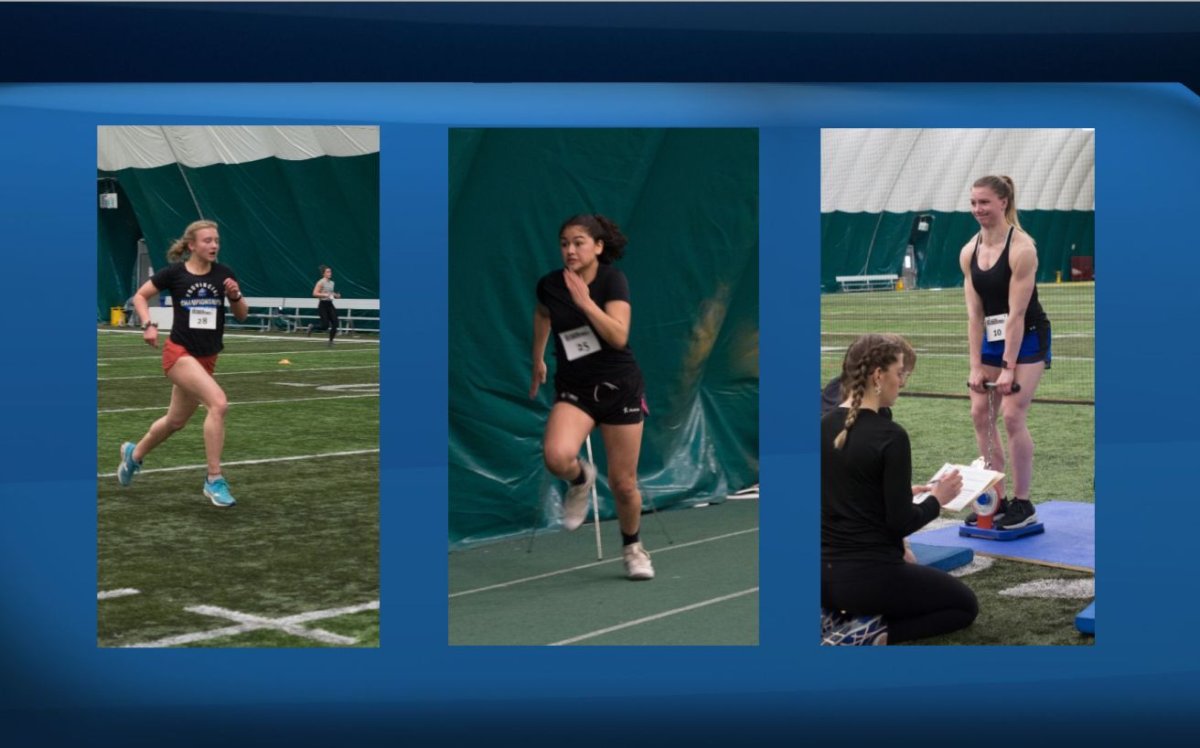 The three Edmonton nominees for the COC’s Olympic talent search competing in local training grounds .