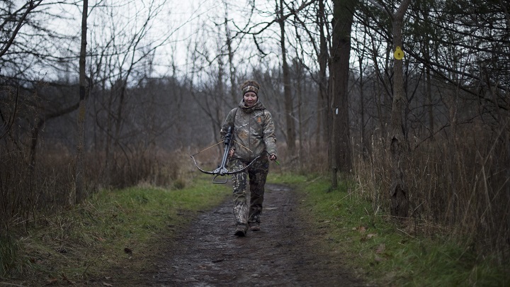 Deyowidro't heads back in after an unsuccessful deer harvest in Short Hills Provincial Park on Dec 5 2017.