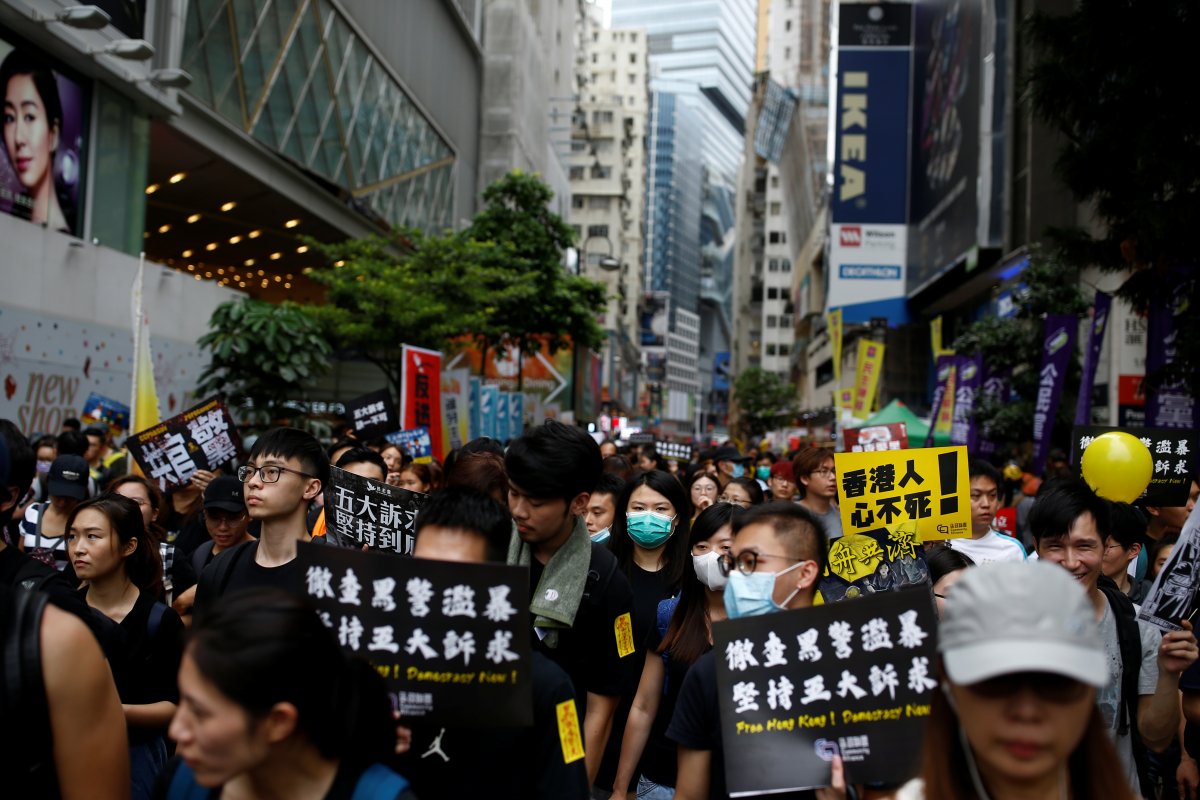 Anti-extradition bill protesters attend a rally to demand democracy and political reforms in Hong Kong, China, August 18, 2019.   