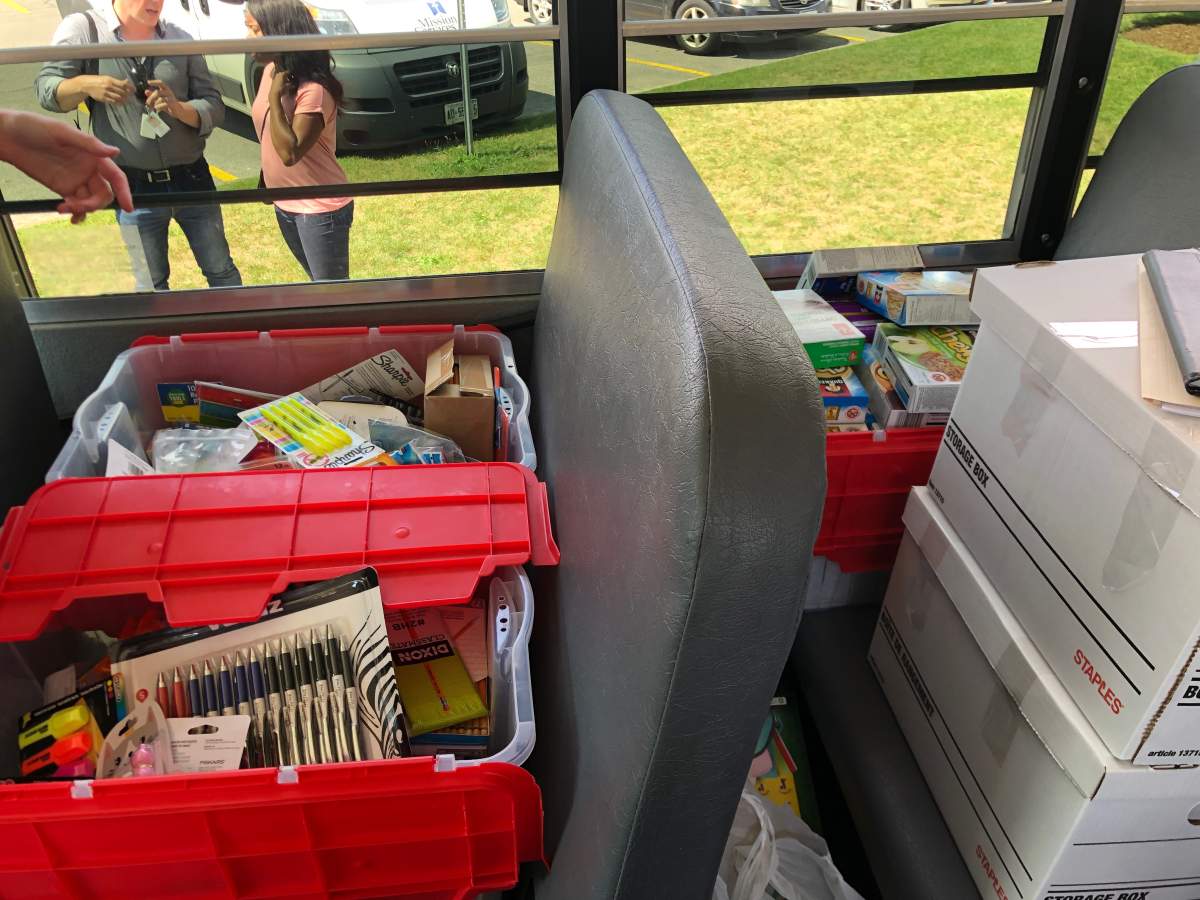 Some of the items collected on the bus during Mission Services of London’s “Fill Up the Bus” initiative.