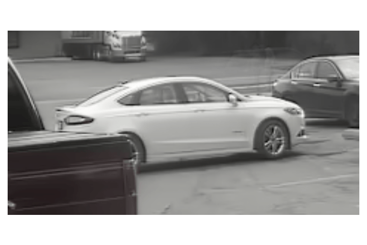 The video footage of the incident shows the white Ford Fusion, or one of a similar colour, with a lone driver turning west from Mill Street onto Pine River Road, police say.