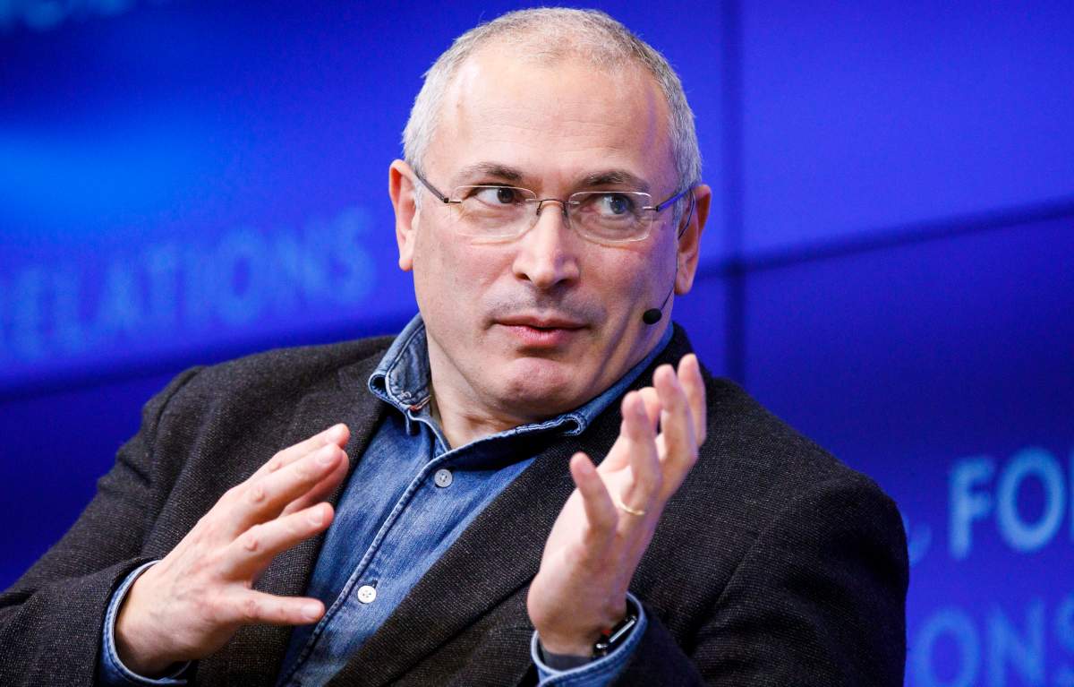Mikhail Khodorkovsky, an exiled Russian businessman who lives in Switzerland and is the founder of the Open Russia Movement, speaks during event at the Council on Foreign Relations about the future of Russia under Vladimir Putin in New York, New York, USA, 29 April 2019.