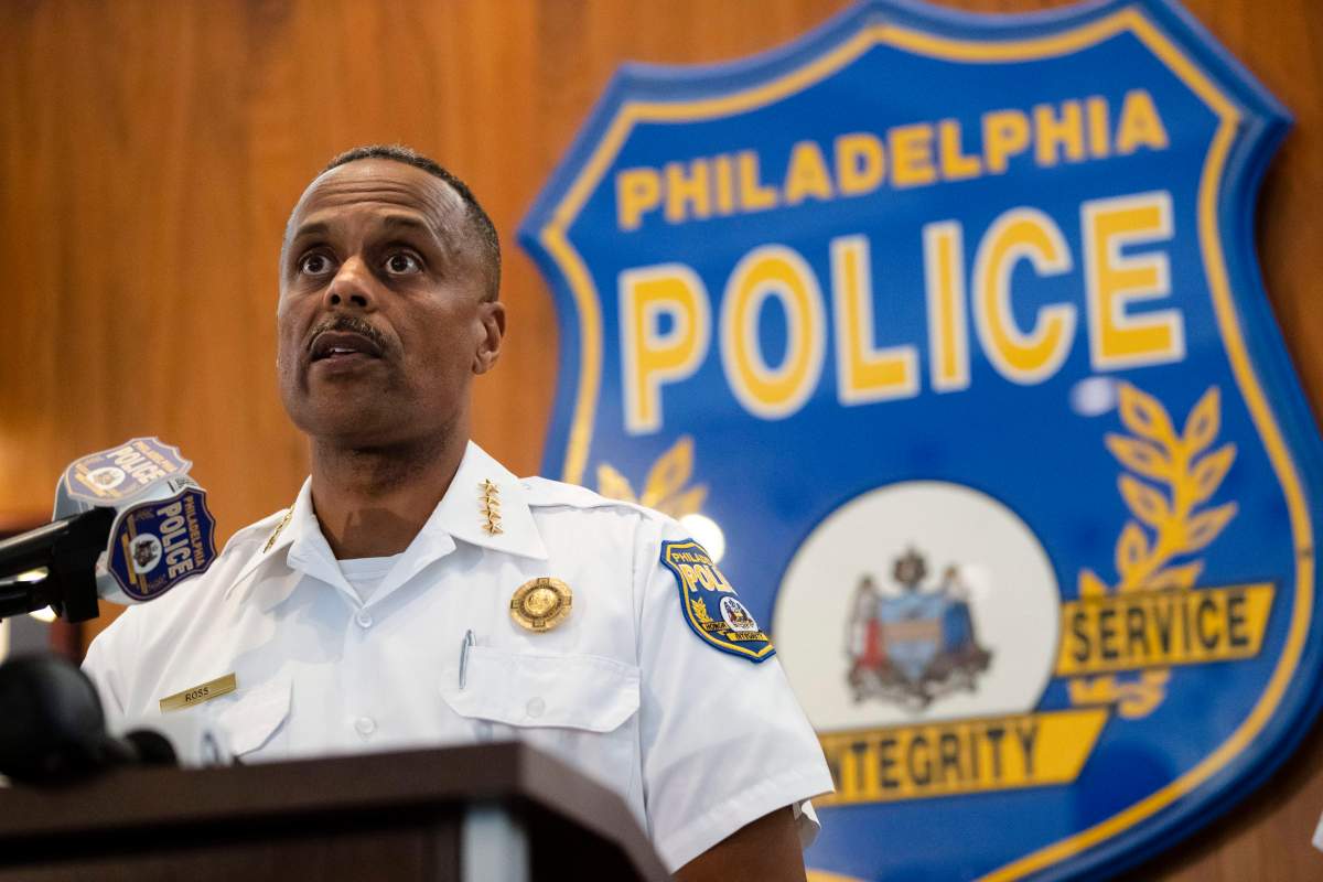 Philadelphia police commissioner Richard Ross speaks with members of the media during a news conference in Philadelphia, Monday, June 17, 2019. 