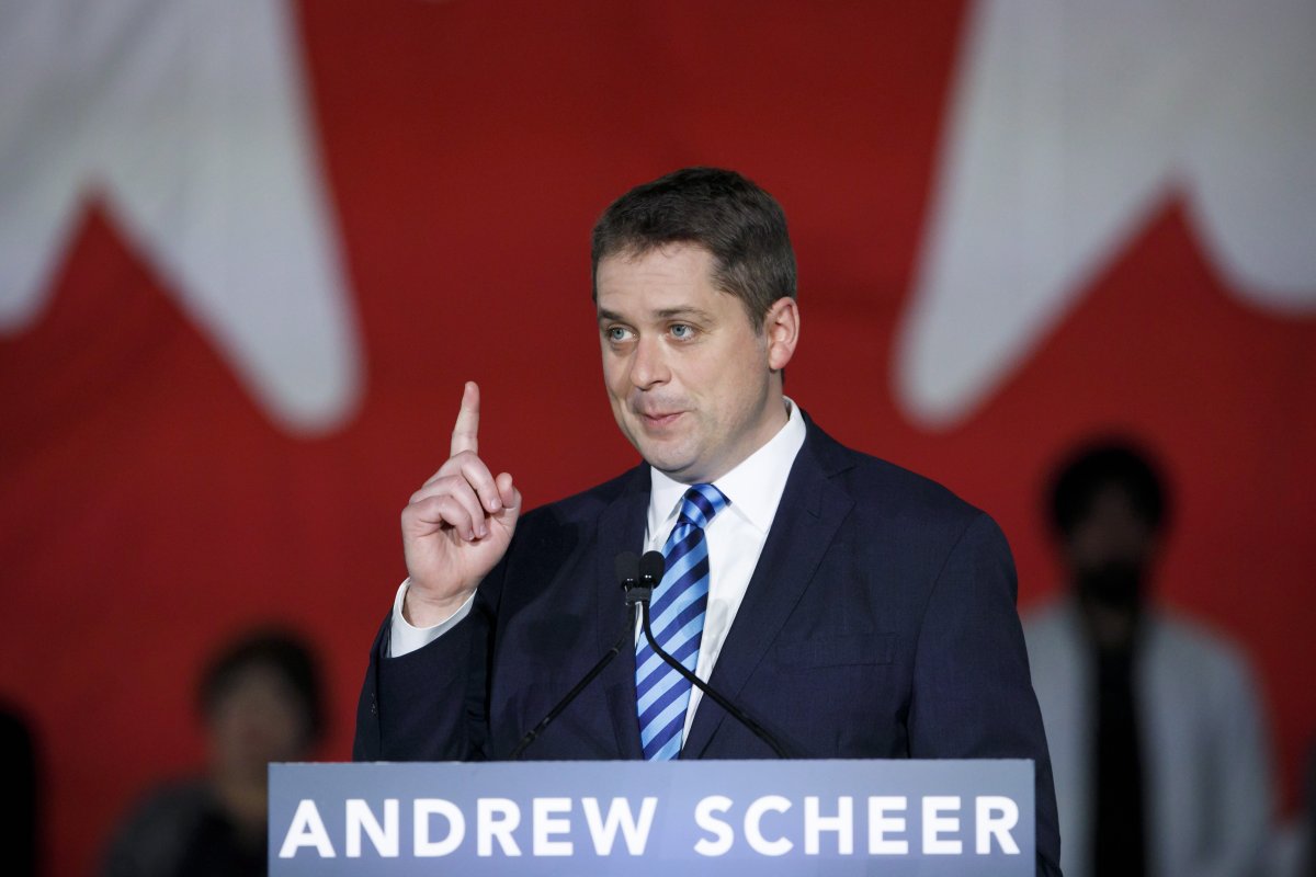 Conservative Party of Canada leader Andrew Scheer speaks at an event in Toronto on May 28, 2019. Conservative Leader Andrew Scheer is promising the premiers he will increase health transfers and a social transfer by at least three per cent every year. 