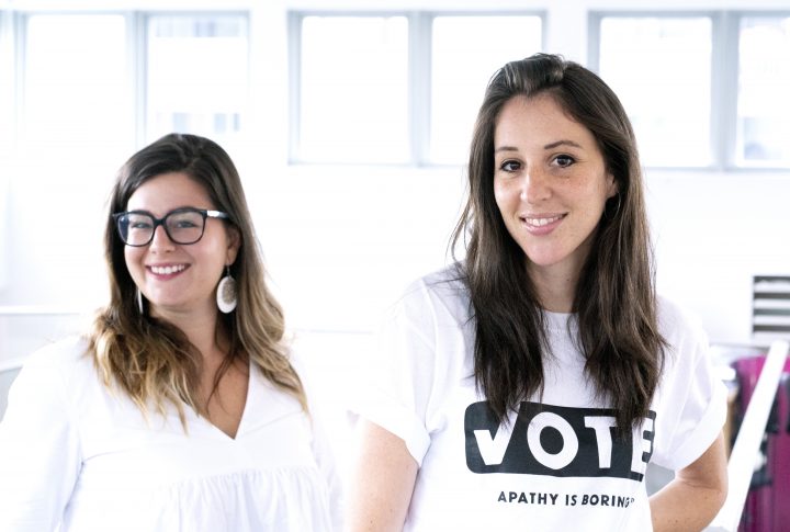 Caro Loutfi, right, manager of Apathy is Boring, and Samantha Reusch are seen in their office in Montreal on Wednesday, August 21, 2019. 