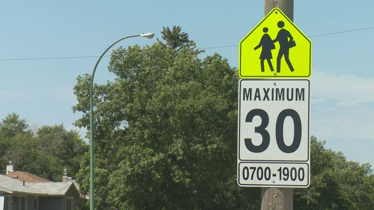 A reduced-speed school zone.