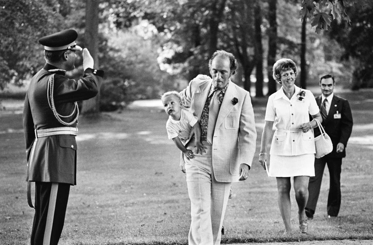Pierre Trudeau carries son Justin to an event at Rideau Hall in 1973.