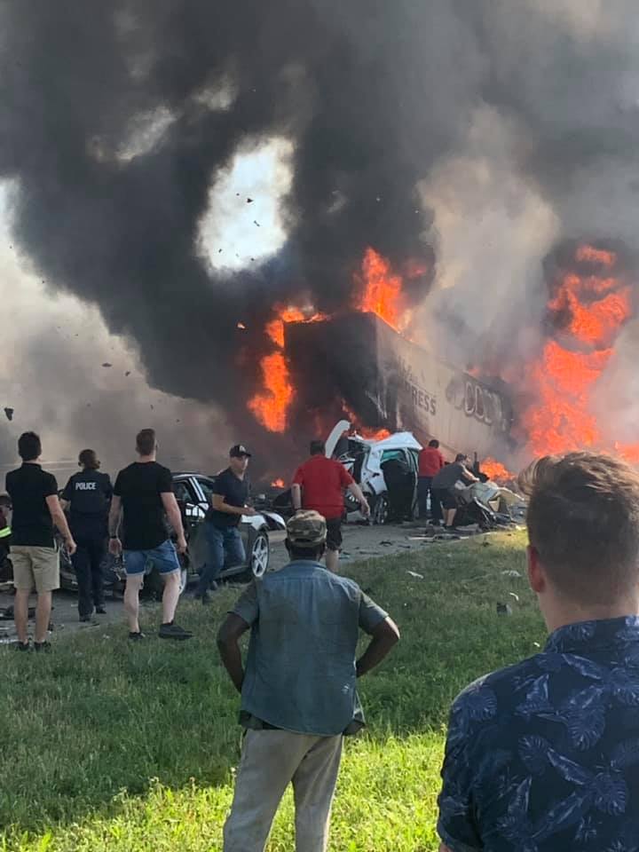 Photo of the crash site posted on Facebook by a bystander.