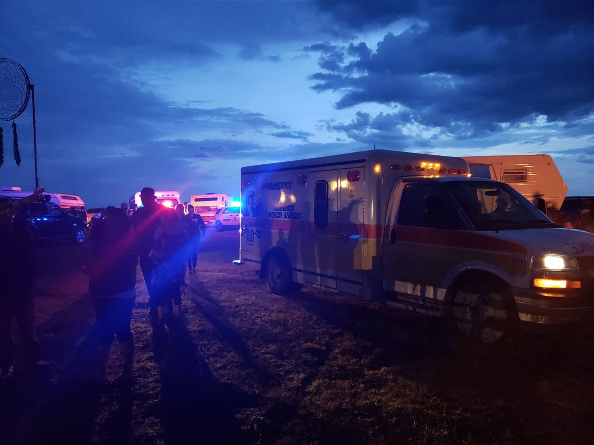 Thirteen people were sent to hospital and another 12 were assessed by paramedics after lightning struck a Manitoba community during a powwow Friday night.