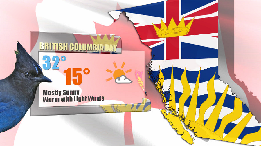 A beautiful British Columbia Day is on the way with a return to 30-degree heat by the end of the long weekend.