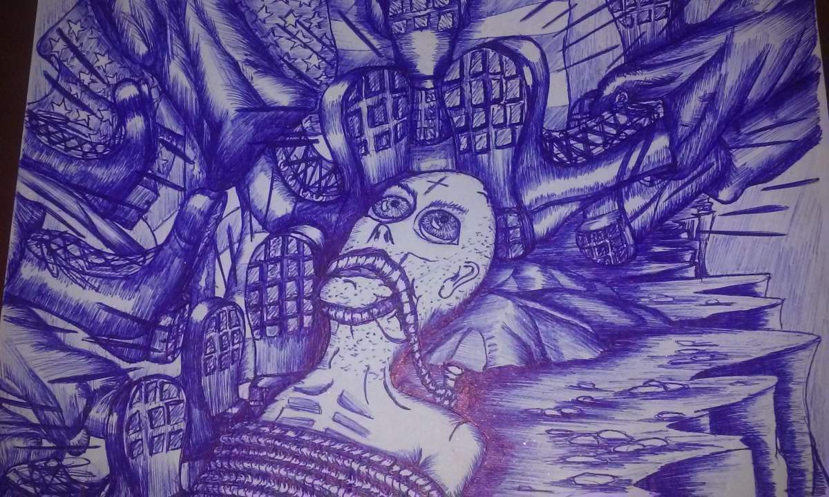 Artwork by Mark Swidan from prison in China.