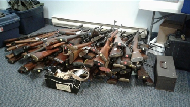 The RCMP seized 100 firearms from a home in Yarmouth County.