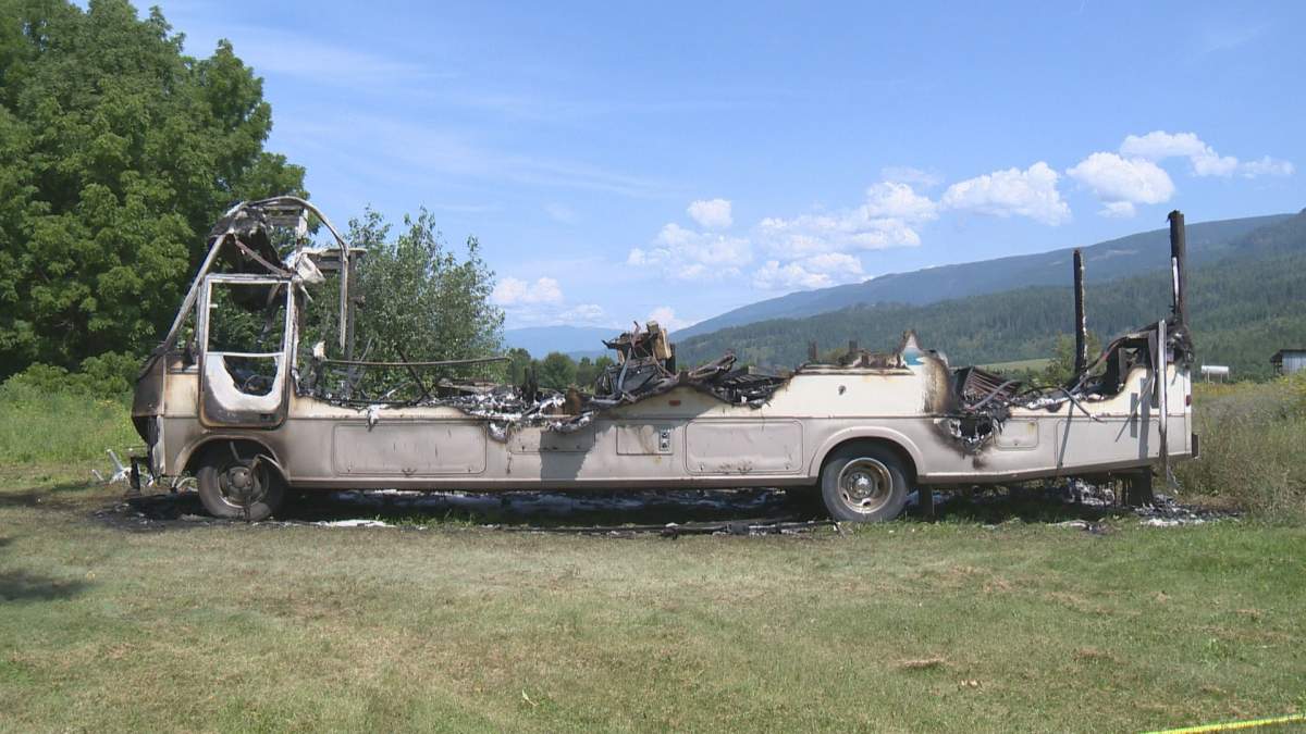 A motor home in Grindrod was completely destroyed by flames on Thursday.