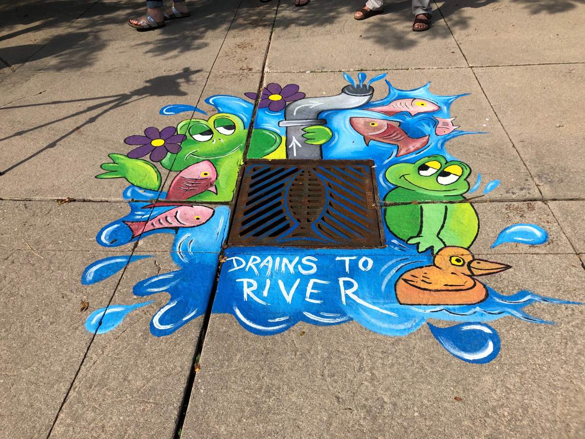 An installation at Ivey Park painted by London artist Darryn Rae.