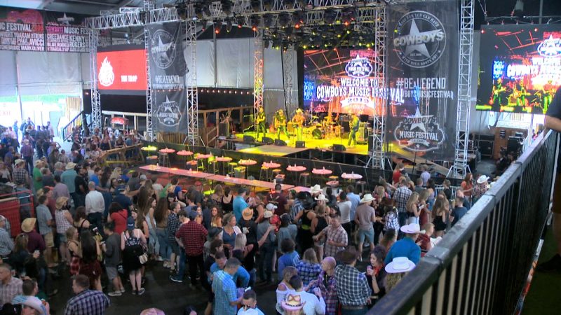 Once the site of the Cowboys Music Festival - a giant tent in downtown Calgary is now being used for roller skating parties. 