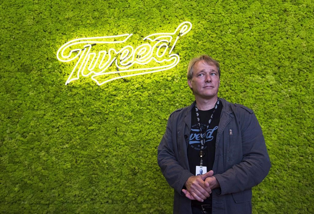 Canopy Growth Corp.’s former co-CEO Bruce Linton welcomes media to a new visitor centre at Canopy Growth’s Tweed facility in Smiths Falls, Ont., Thursday, Aug. 23, 2018. THE CANADIAN PRESS/Sean Kilpatrick