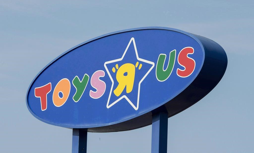 A Toys "R" Us sign is seen in Montreal on September 19, 2017.