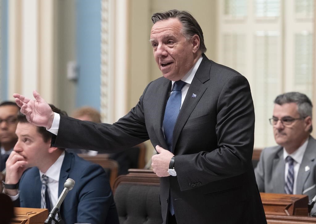 Quebec Premier François Legault responds to the opposition during question period on June 5, 2019 at the legislature in Quebec City.