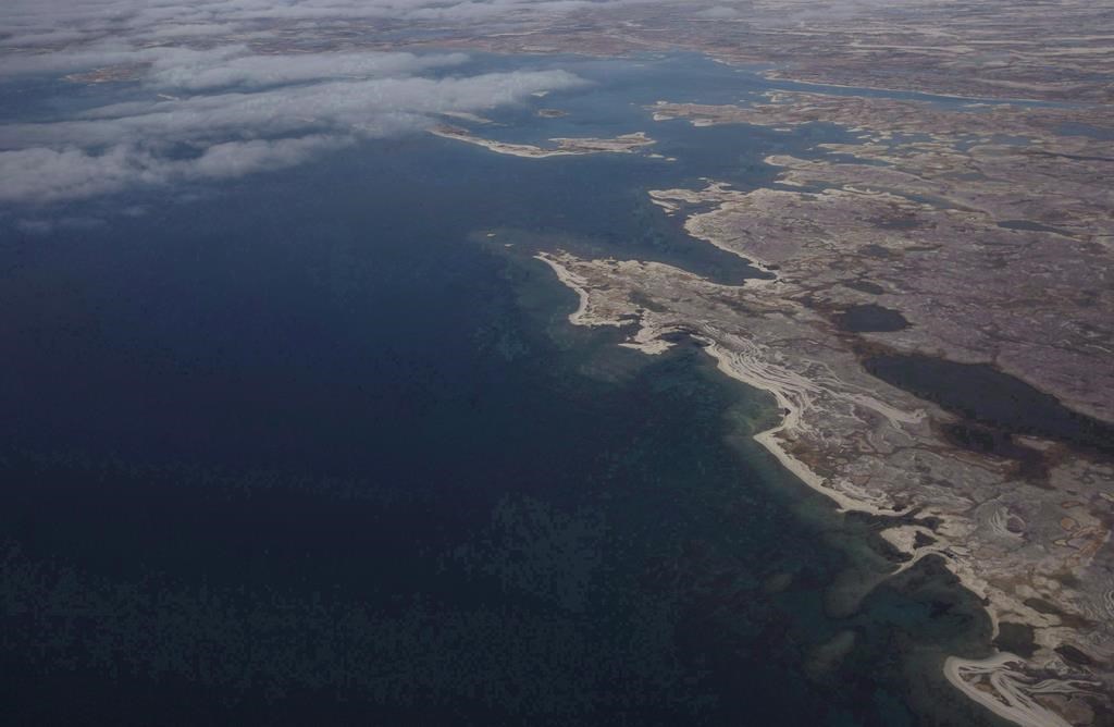 Terror Bay, where the sunken ship the HMS Terror lies, is seen from the air near Gjoa Haven, Nvt., on Sept. 3, 2017.