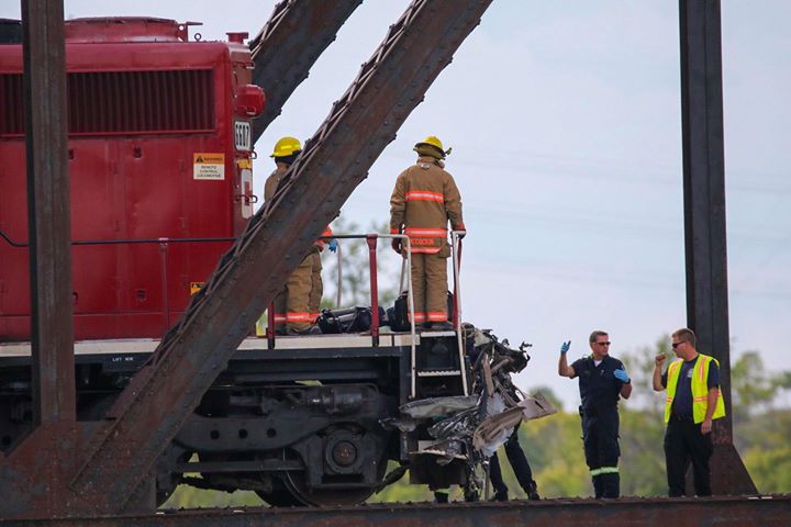 Firefighters on scene of what RCMP are calling a 'very serious' crash between a vehicle and a train Monday afternoon.