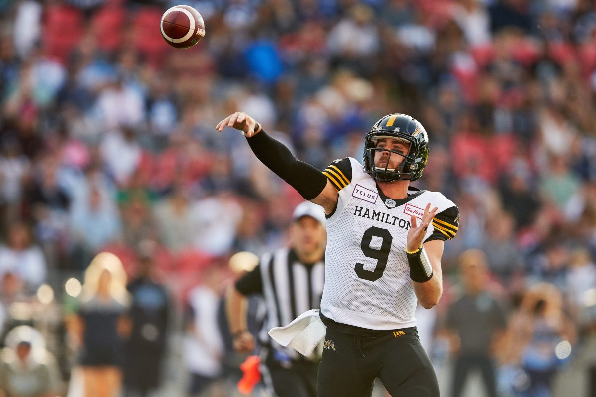 Quarterback Dane Evans leads the Hamilton Tiger-Cats into Ottawa Saturday afternoon for a date with the Redblacks.