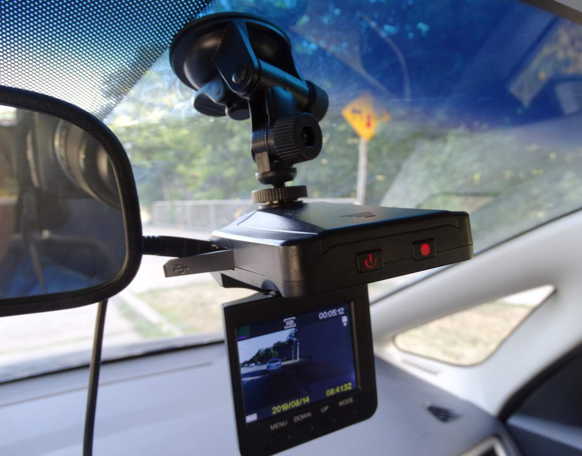 A dashboard camera is shown in a recent photo. Dashcams are being praised as protection while driving. 