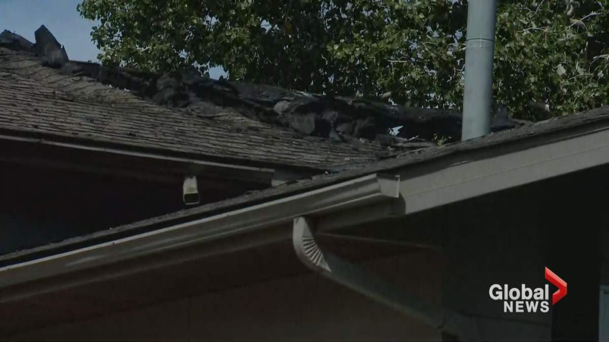 The roof of a home in Deer Run was severely damaged by fire on Monday morning.