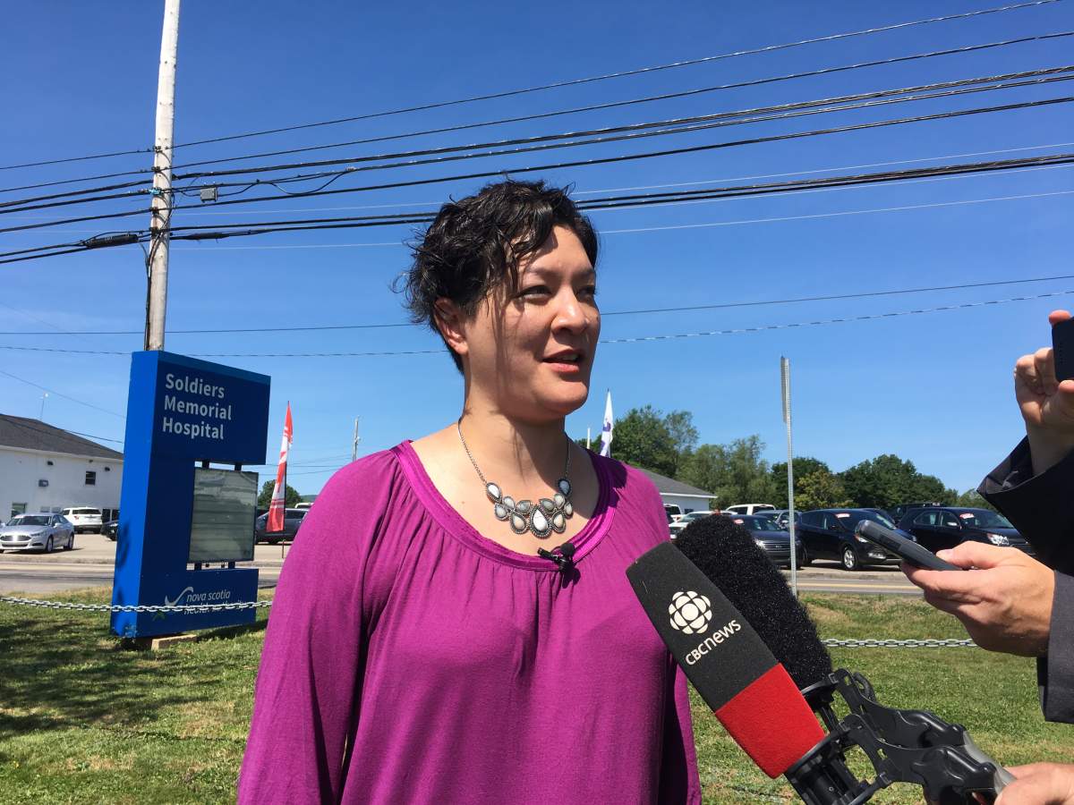 Dr. Leslie Ribeiro speaks about “hopes and dreams” for the new primary care centre that will soon be built outside the Soldiers Memorial Hospital in Middleton, N.S. during a provincial announcement on Aug. 6, 2019.