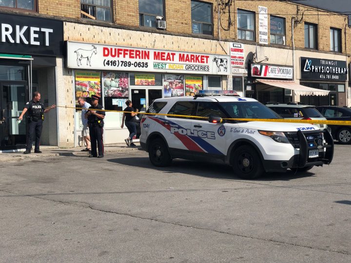 Toronto police at the scene of the shooting Saturday afternoon.