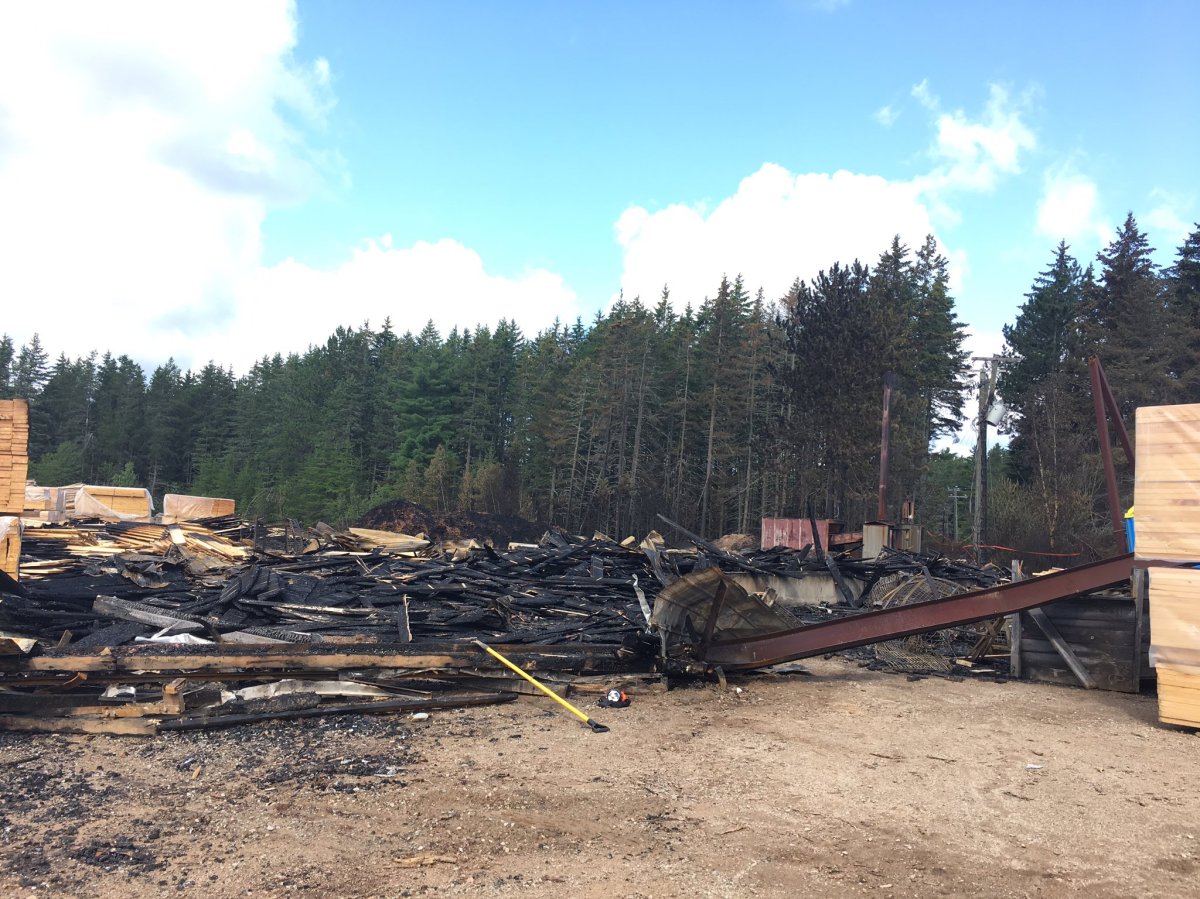 The kiln building at the Ayat Timber International Limited facility near Penobsquis, N.B., has been destroyed in a fire. 