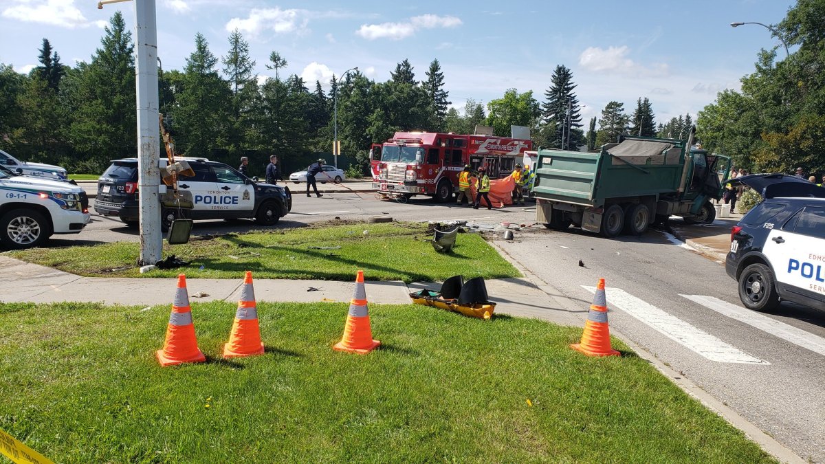 Vehicle crushed by dump truck at major Westmount intersection wreaks