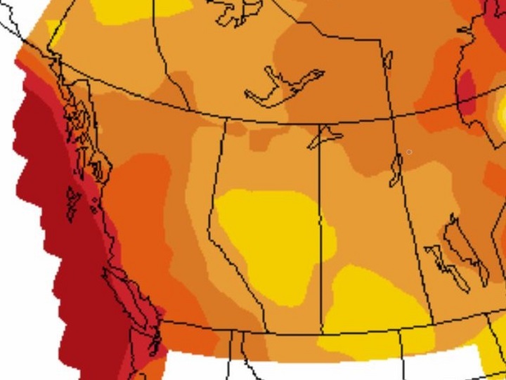Environment Canada’s long-range temperature forecast for August, September and October.