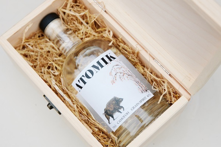 This bottle of Atomik vodka was made using grain and water from the area around Chernobyl.