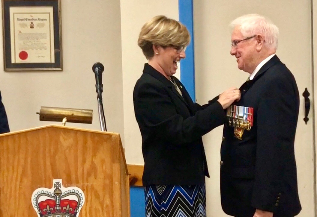 Karen Vecchio, Member of Parliament for Elgin-Middlesex-London, with honouree Ronald Jewell.