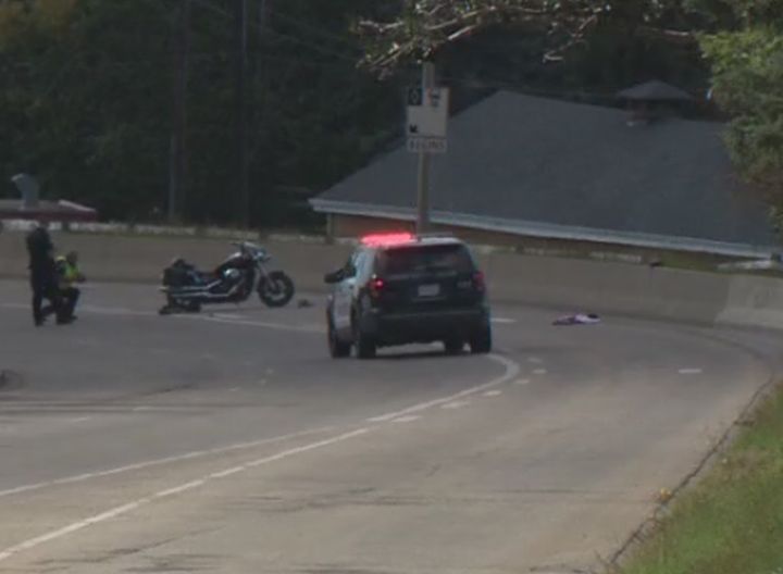 Police are investigating after a motorcycle collided with another vehicle at Fox Drive and Belgravia Road on Wednesday.