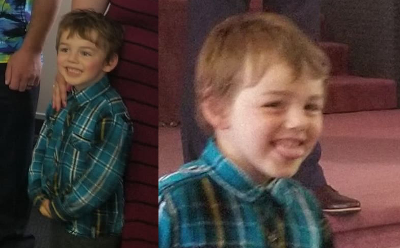 George, seen at four years old, has gone missing in the Lions Lake area south of Mackenzie, B.C.