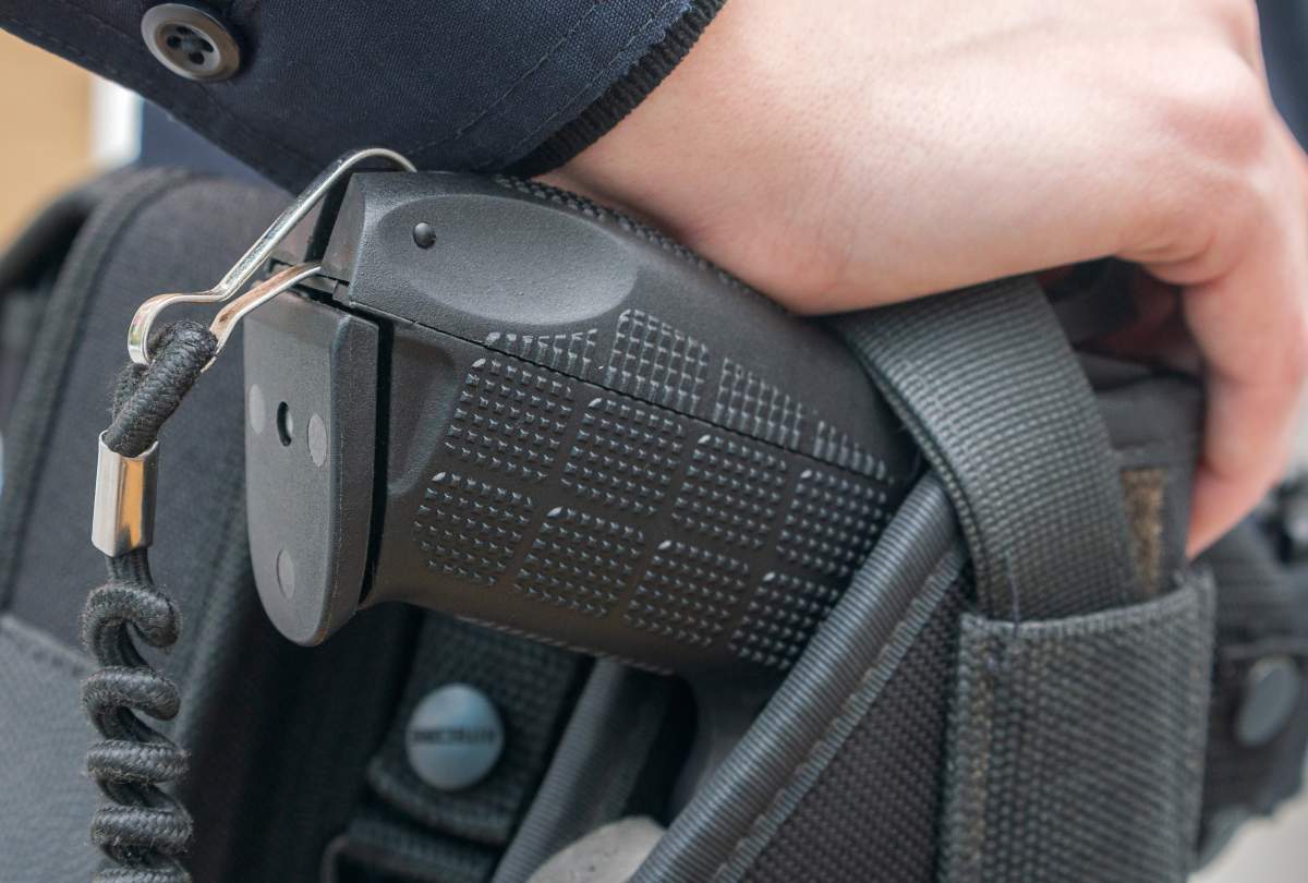 The RCMP officer reported a gun and a Taser were stolen during a break and enter last week.