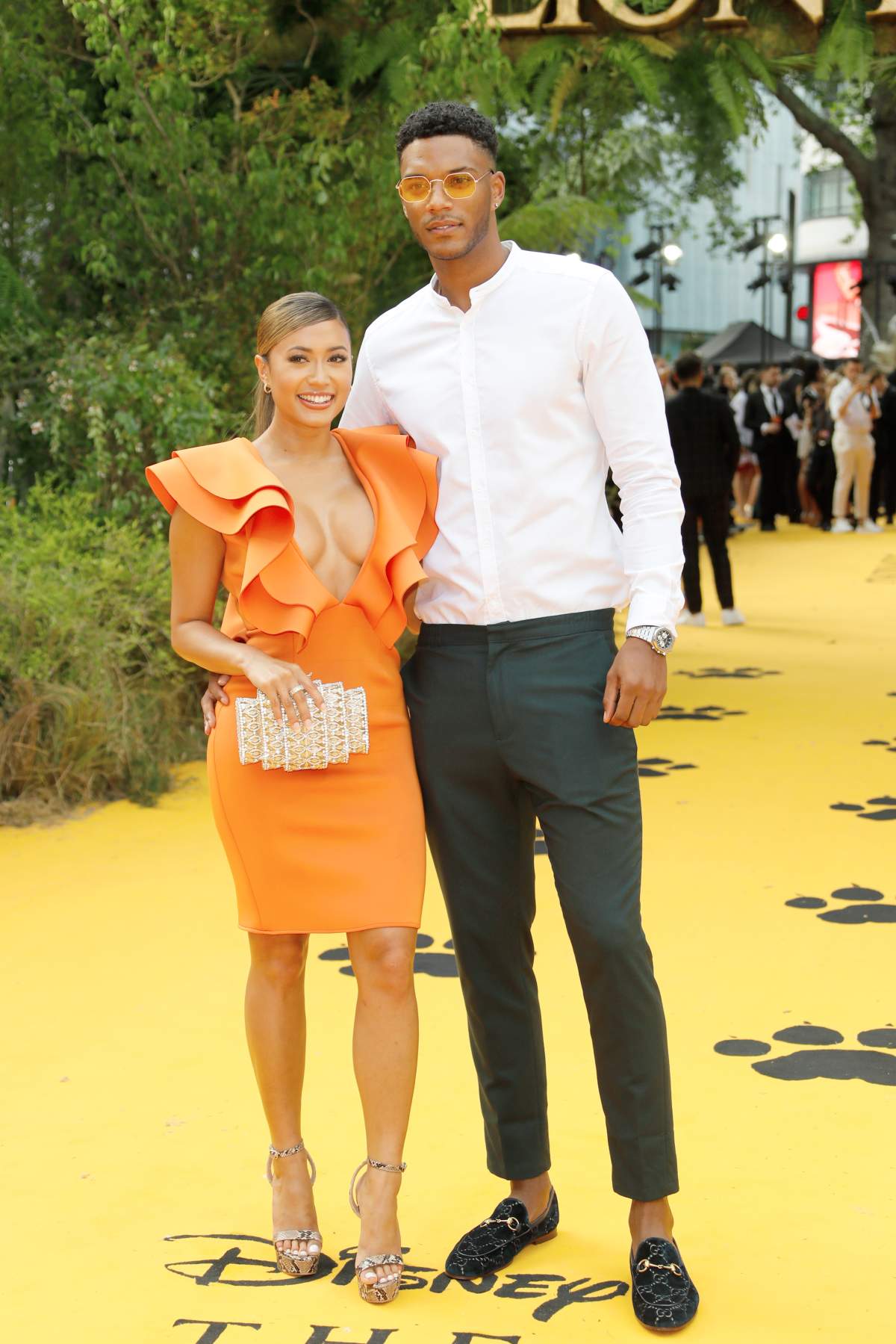 Kaz Crossley (L) and Theo Campbell attend the European premiere of The Lion King at Odeon Luxe Leicester Square on July 14, 2019 in London, England. (Photo by David M. Benett/Dave Benett/WireImage)