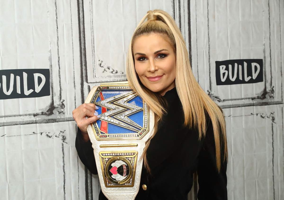 WWE wrestler Natalya Neidhart discusses 'Total Divas' at Build Studio on October 25, 2017 in New York City.  